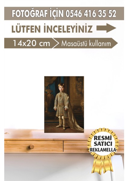 NO:133 Kişiye Özel Tasarım Erkek Çocuk Tablosu Hediyelik Kraliyet Kıyafetli Portresi