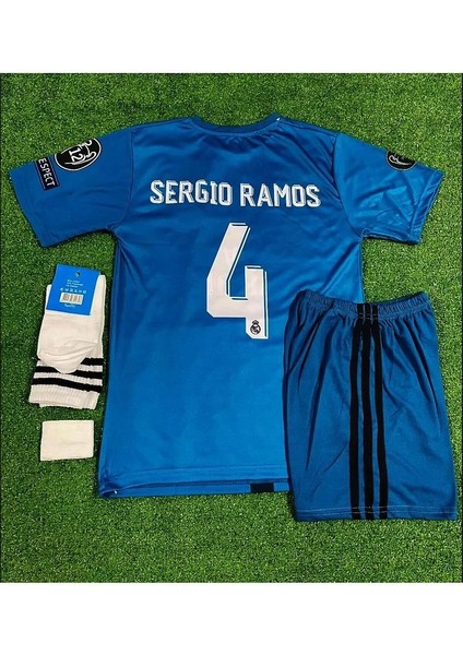 R.E.A.L M.A.D.R.İ.D 2018 Turkuaz Sergio Ramos Çocuk Forması 4'Lü Set
