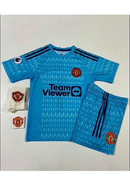 M.Unitedd 2022/23 Sezonu David De Gea Çocuk Kaleci Forması 4'Lü Set (Armalı)