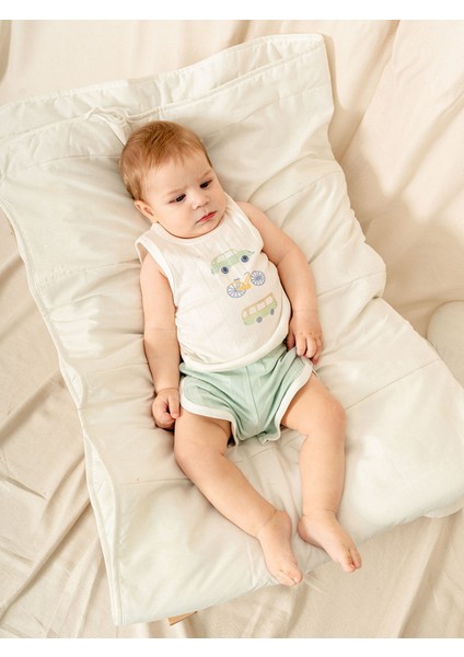 Jakarlı Örme Atlet Şort Takım | Erkek Bebek Yazlık 2\'li Set | 3-24 Ay | KD53422