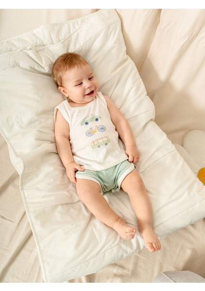Jakarlı Örme Atlet Şort Takım | Erkek Bebek Yazlık 2\'li Set | 3-24 Ay | KD53422