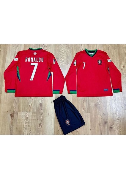 Portekiz 2024-25 Sezonu Cristiano Ronaldo Iç Saha Uzun Kol Çocuk Forması modelleri