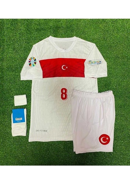 Türkiye Euro 2024 A.R.D.A-G.Ü.L.E.R 8 Numara Çocuk Forması 4'Lü Set (Beyaz)