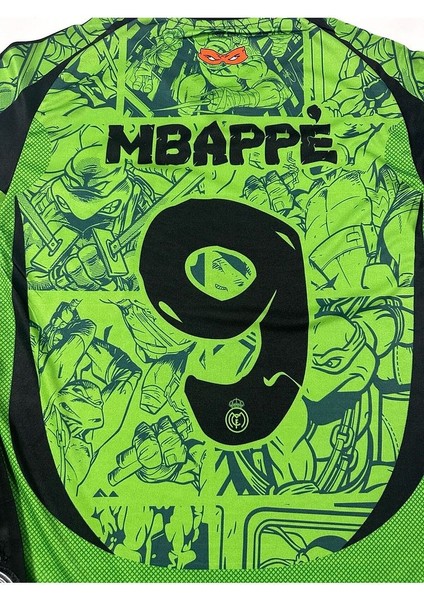 R.Madrid Kylian Mbappe Ninja Kaplumbağa Desenli Özel Konsept Çocuk Forması 4'Lü Armalı Set