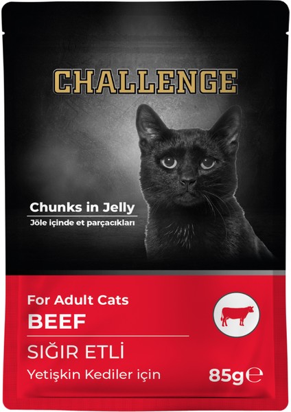 Pouch Challenge Sığır Etli Yaş Kedi Maması 85GR
