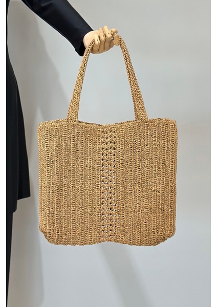 El Örgüsü Hasır Çanta Plaj Çantası 026 CAMEL03 fiyatları