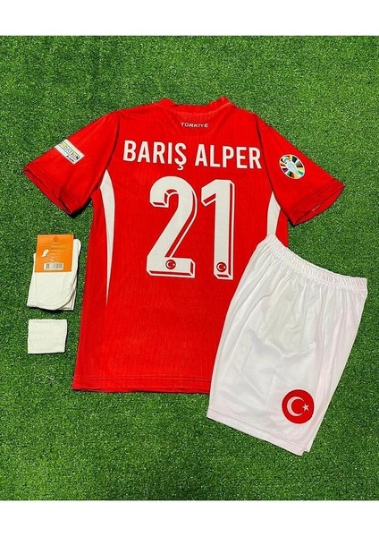Türkiye 2024 Barış Alper Yılmaz Iç Saha Çocuk Forması 4'Lü Set (Euro 2024 Patch) Kırmızı modelleri