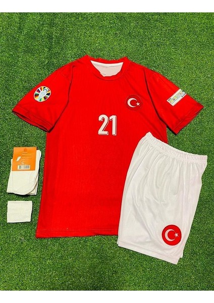 Türkiye 2024 Barış Alper Yılmaz Iç Saha Çocuk Forması 4'Lü Set (Euro 2024 Patch) Kırmızı fırsatları