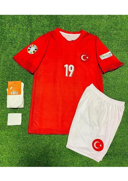Türkiye 2024 Kenan Yıldız Iç Saha Çocuk Forması 4'Lü Set (Euro 2024 Patch) Kırmızı