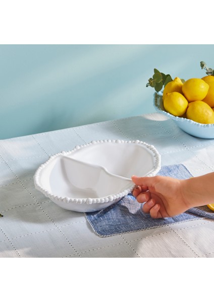 Perla Melamin Bölmeli Çerezlik Oval 33 cm Beyaz