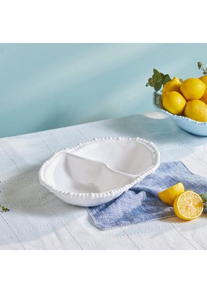 Perla Melamin Bölmeli Çerezlik Oval 33 cm Beyaz