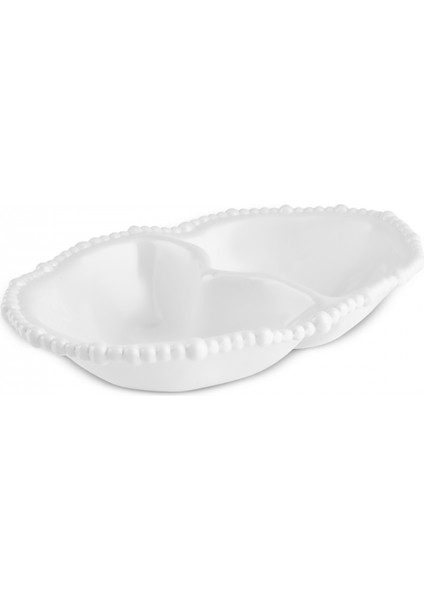 Perla Melamin Bölmeli Çerezlik Oval 33 cm Beyaz