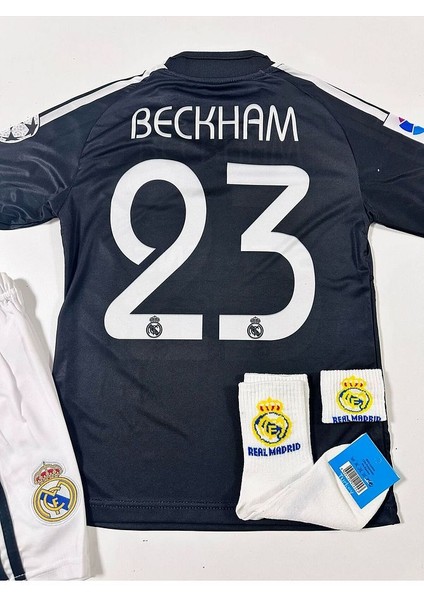 R.Madrid 2004/05 Sezono D.A.V.İ.D B.E.C.K.H.A.M Nostalji Çocuk Forması Armalı Set (Black)