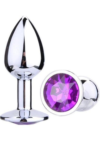 Lolita Shop Gümüş Metal Mor Lüks Mücevher Taşlı 7 cm Lüks  Alıştırıcı Açıcı Genişletici Tıpa Plug ve Tıkaç
