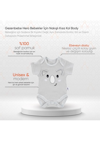 Hero Bebekler Için Nakışlı Kısa Kol Body fiyatları