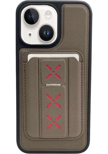 Apple iPhone 15 Plus Kılıf Magnetic Kartlıklı Standlı Alp Kapak