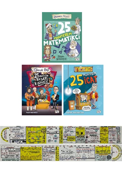 25 Muhteşem Matematikçi, Başarı Hikayesi, Icat 3 Kitap Set + Mat. Öğreten Cetvel