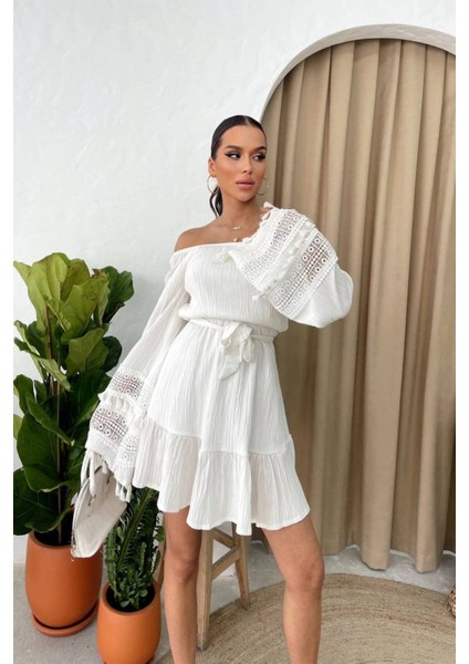 Nana &mayka Moda Kadın Siyah Madonna Yaka Kuşaklı Püsküllü Mini Elbise – Bohem Yazlık Elbise 6003 modelleri