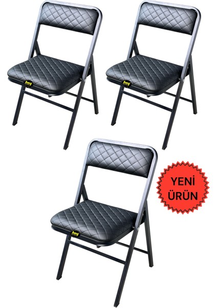 Hey 3'lü Katlanır Kamp Sandalyesi Piknik Sandalyesi