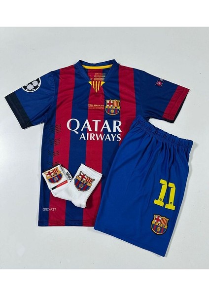 F.C B.A.R.C.E.L.O.N.A 2015 Şampiyonlar Ligi Finali Neymar Jr. Nostalji Çocuk Forması (Armalı Set)