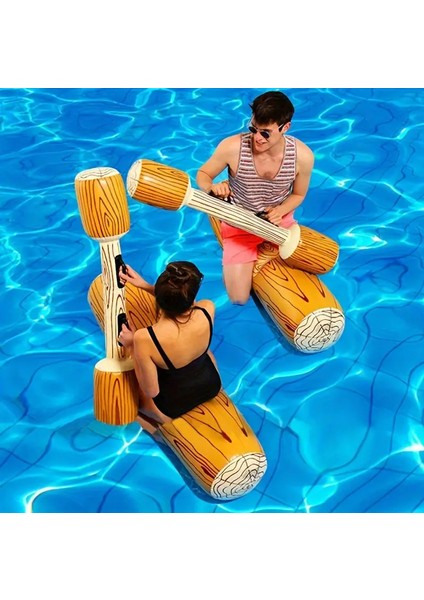 2 Kişilik Şişme Denge Oyunu - Şişme Denge Çubuğu - Havuz Düello Oyunu - Şişme Savaş Oyunu Çubukları - Yüzen Çubuklar - Floating Row