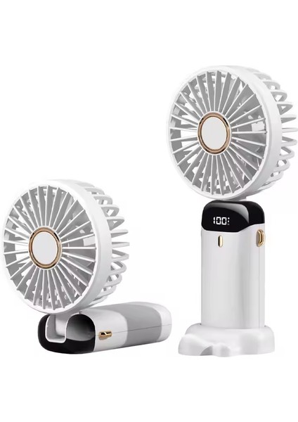 Mini Masa Üstü ve Asma Ipli Vantilatör LCD Ekranlı Taşınabilir Şarjlı Mini Fan
