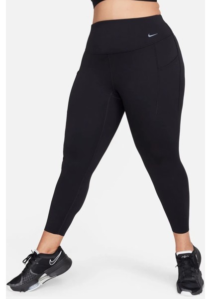 Universa Medium Support High Rise 7/8 Length Training (Plus Size) Tight Kadın 2 Cepli Antrenman Taytı Siyah
