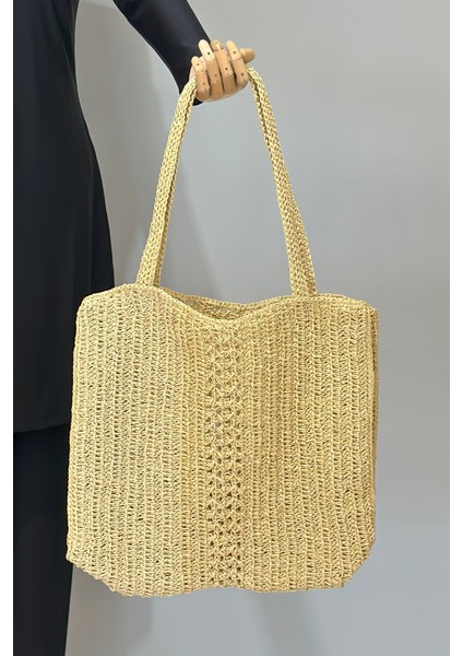 El Örgüsü Hasır Çanta Plaj Çantası 026 BEJ02 fiyatları