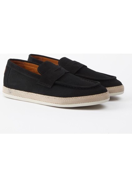Padova Hakiki Deri Siyah Süet Comfort Kauçuk Taban Loafer fiyatları