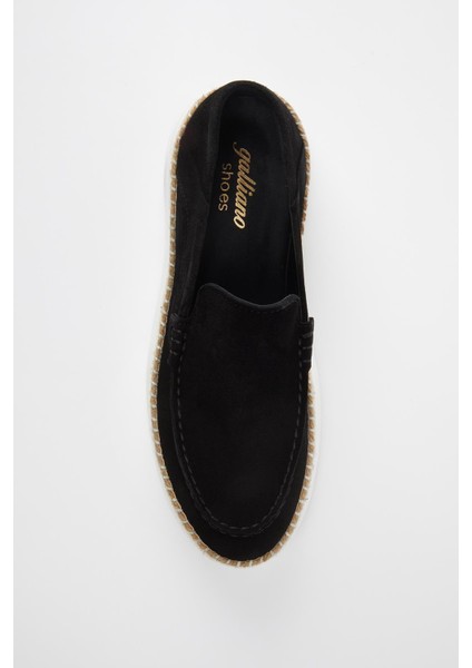 Bali Hakiki Deri Siyah Süet Eva Hazır Taban Loafer modelleri