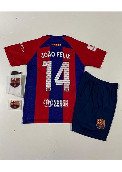 F.C B.A.R.C.E.L.O.N.A 2023/24 Joao Felix Iç Saha Çocuk Forması 4'Lü Set (Armalı)