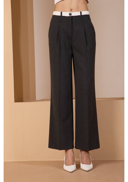 Antrasit Bel Garni Detaylı Palazzo Pantolon indirimleri