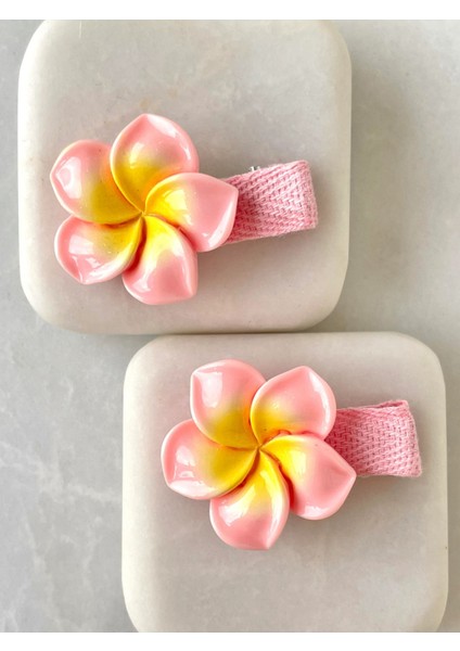 Toz Pembe Girdap Lotus Çiçek Model Çiftli Çocuk Pens Toka