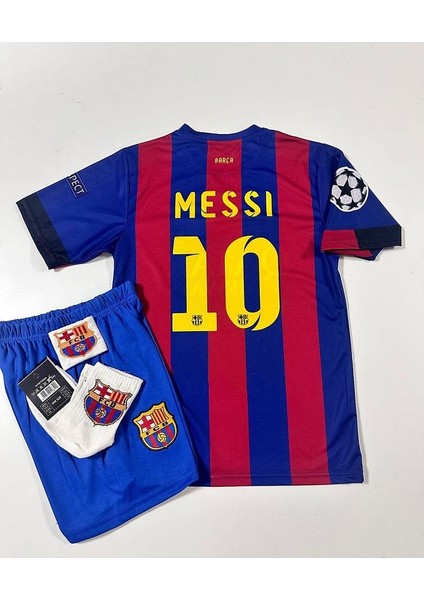 Fc. B.A.R.C.E.L.O.N.A 2015 Şampiyonlar Ligi Finali Lionel Messi Nostalji Çocuk Forması Armalı Set