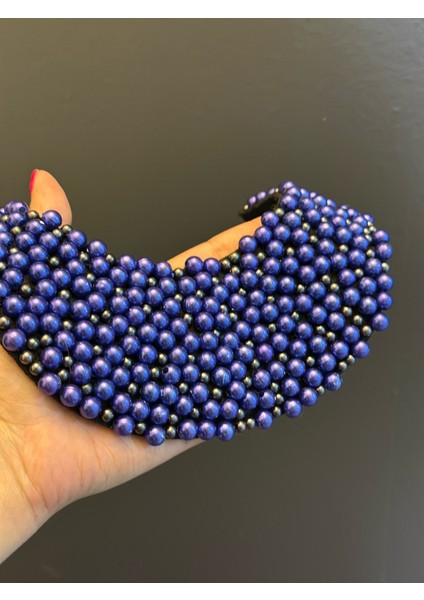 Mavi Boncuk Işleme Yaka Dikiş Giyim Aksesuarı 18 cm