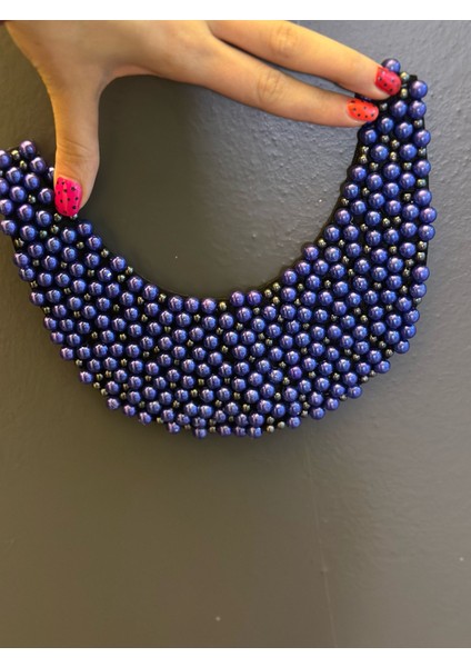 Mavi Boncuk Işleme Yaka Dikiş Giyim Aksesuarı 18 cm fiyatları