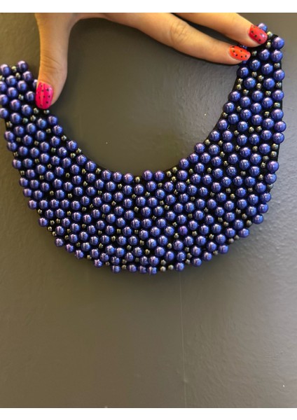 Mavi Boncuk Işleme Yaka Dikiş Giyim Aksesuarı 18 cm modelleri