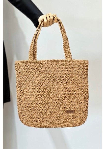 El Örgüsü Hasır Çanta Plaj Çantası 026 CAMEL02 modelleri