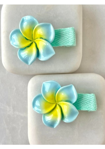 Mavi Renk Girdap Lotus Çiçek Model Çiftli Çocuk Pens Toka