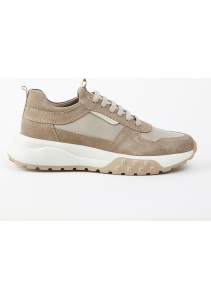 Salerno Hakiki Deri Bej Süet Paraşüt Kumaş Eva Hazır Taban Sneaker