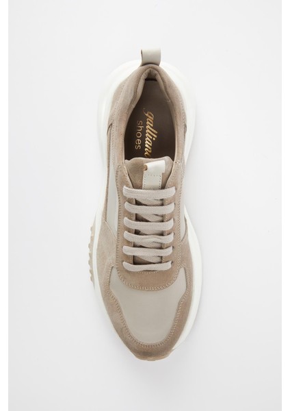 Salerno Hakiki Deri Bej Süet Paraşüt Kumaş Eva Hazır Taban Sneaker modelleri