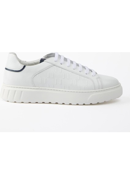 Malta Hakiki Deri Beyaz Soft Baskılı Eva Hazır Taban Sneaker