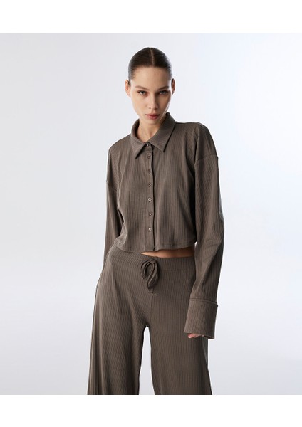 Dokulu Crop Gömlek TS1250025208005