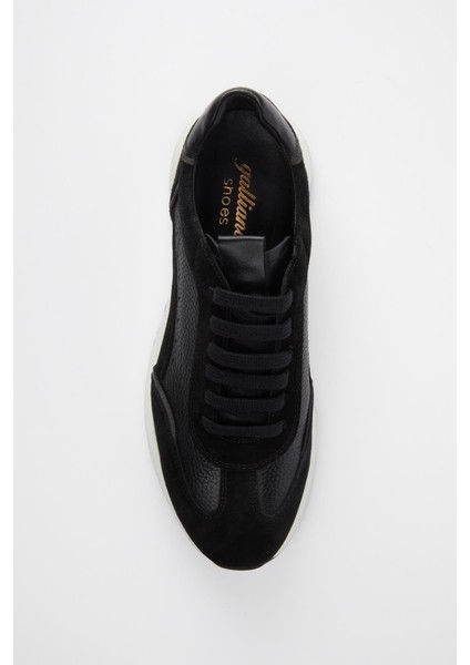 Amalfi Hakiki Deri Siyah Süet Floter Eva Hazır Taban Sneaker modelleri