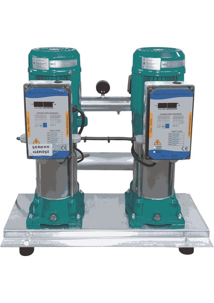 Varan HMC145x2 HID Paslanmaz Çift Pompalı Hidrofor 3,3 HP / 2.5 kW, Trifaze 380 V, 103 Mss, 16 m3/h