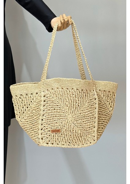 El Örgüsü Hasır Çanta Plaj Çantası 026 BEJ01 fiyatları