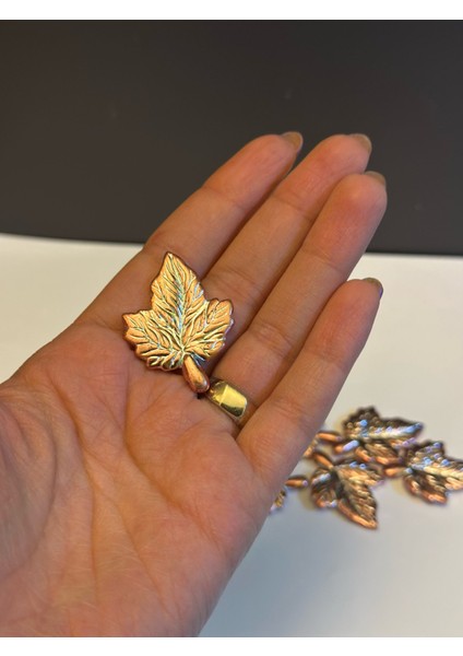 12 Adet Bakır Rengi Plastik Yaprak Delikli Boncuk 5x3 cm fırsatları
