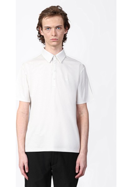 Isaora % 100 Pamuk Regular Fit Polo Yaka T Shirt Erkek Polo Yaka T Shirt ISR3303 Wht