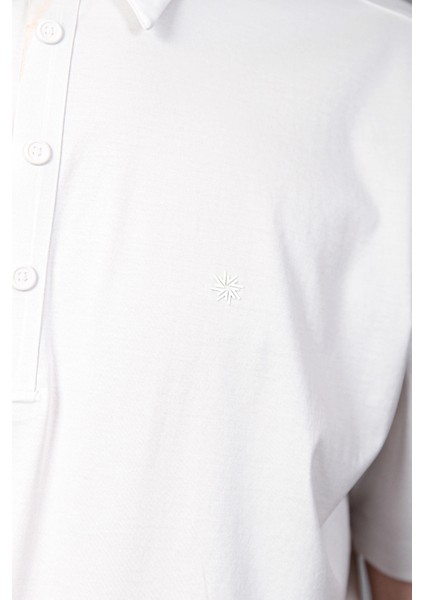 Isaora % 100 Pamuk Regular Fit Polo Yaka T Shirt Erkek Polo Yaka T Shirt ISR3303 Wht fırsatları