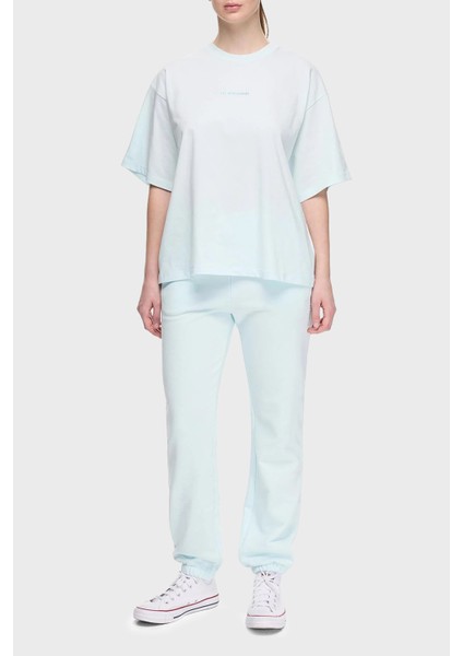 % 100 Pamuk Oversize Fit Bisiklet Yaka Logolu T Shirt Bayan T Shirt Lbnoosessfuts fiyatları